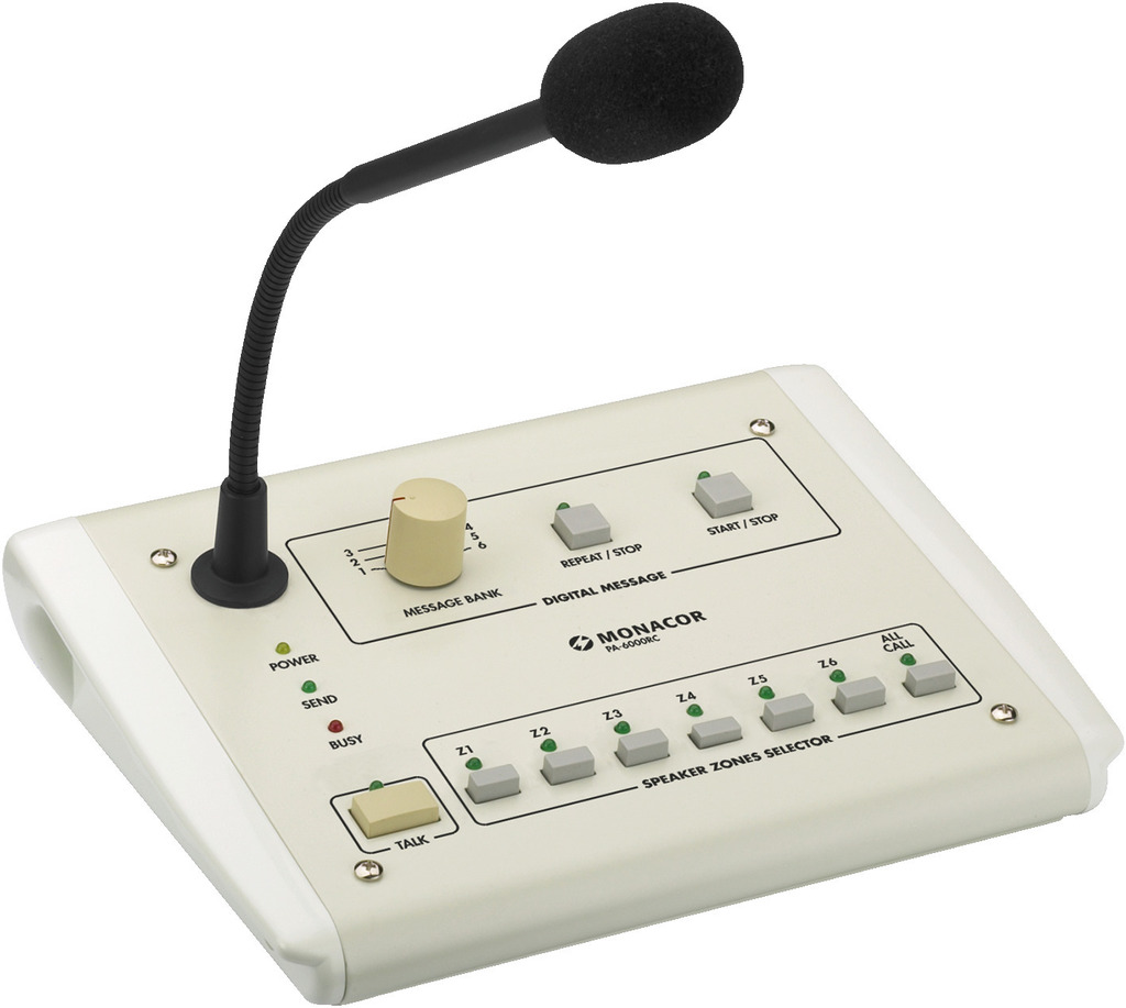 PA-6000RC PA-zonepaging-desktopmicrofoon, voor aansluiting op PA-6240, PA-6480 en PA-6600