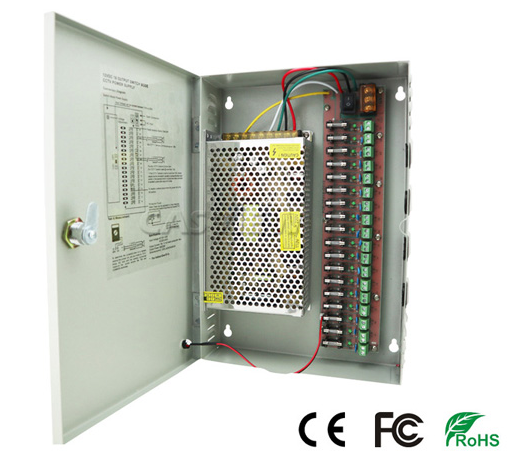 PD250W-18-12V-UPS Stroomverdeelkast - 18 uitgangen - 12V-20A - 250W