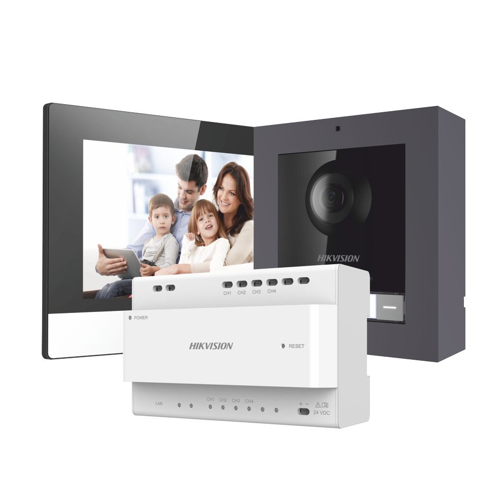 Hikvision DS-KIS702 2-draads IP-video-intercomkit 1x oproepknop - 7 inch touchscreen WIFI-monitor
