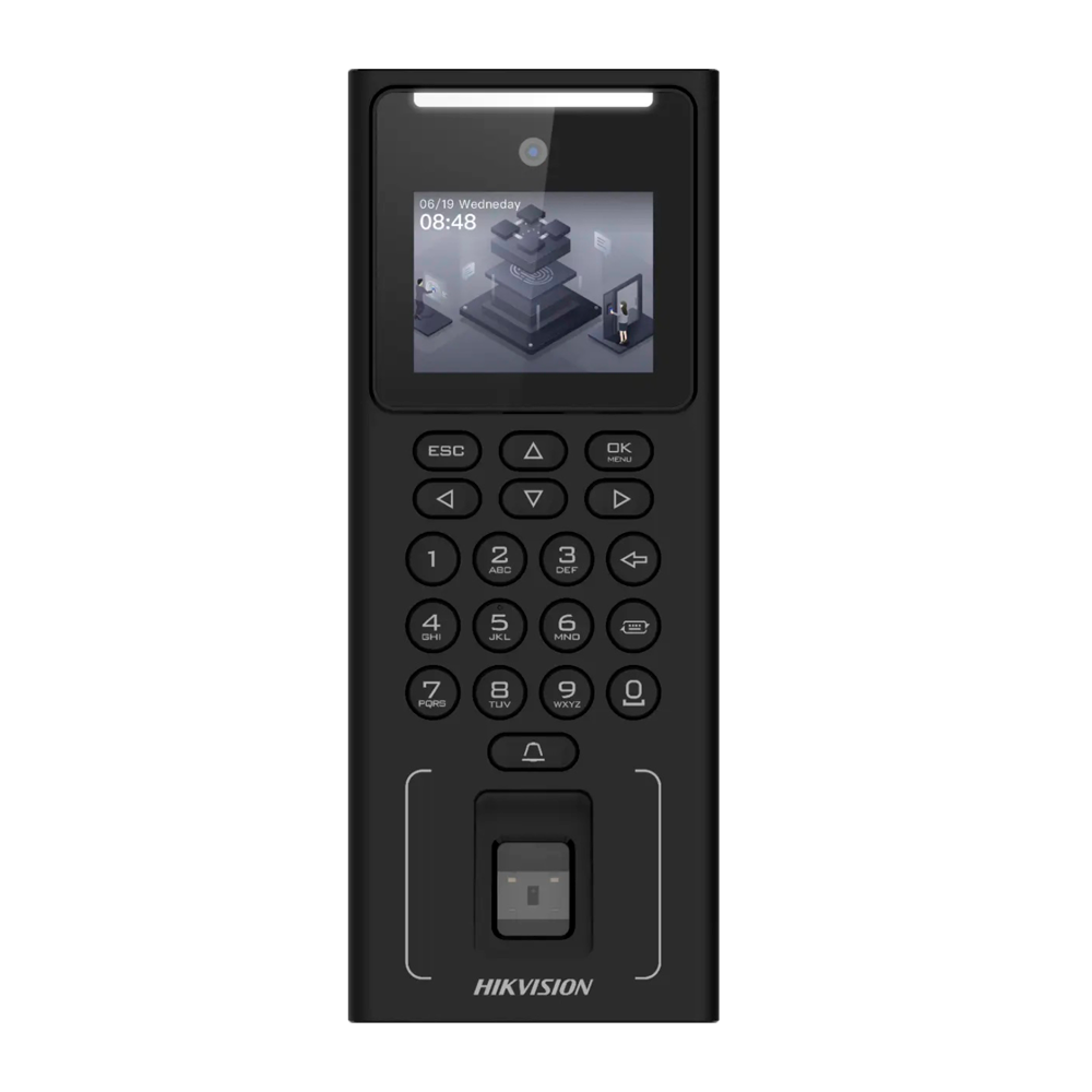 Hikvision DS-K1T321MFWX Access Control and Time &amp; Attendance Terminal Facial, Fingerprint, MF Card and PIN - TCP/IP, USB and RS485 2.4&quot; TFT | Integrated Controller iVMS-4200 | Hik-Connect
