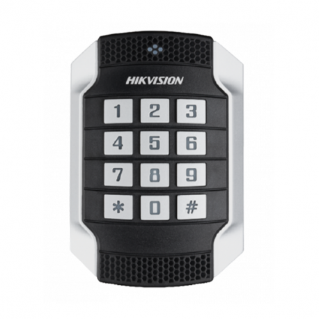 Lecteur de cartes MIFARE HIKVISION DS-K1104MK + clavier RS-485 12 touches et Wiegand - IK10 / IP67
