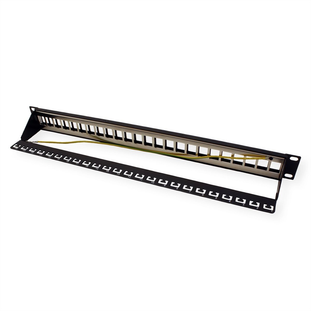 Panneau de brassage vide ROLINE Keystone 19'' Cat.5/Cat.6/Cat.6a, 24 ports, STP, noir