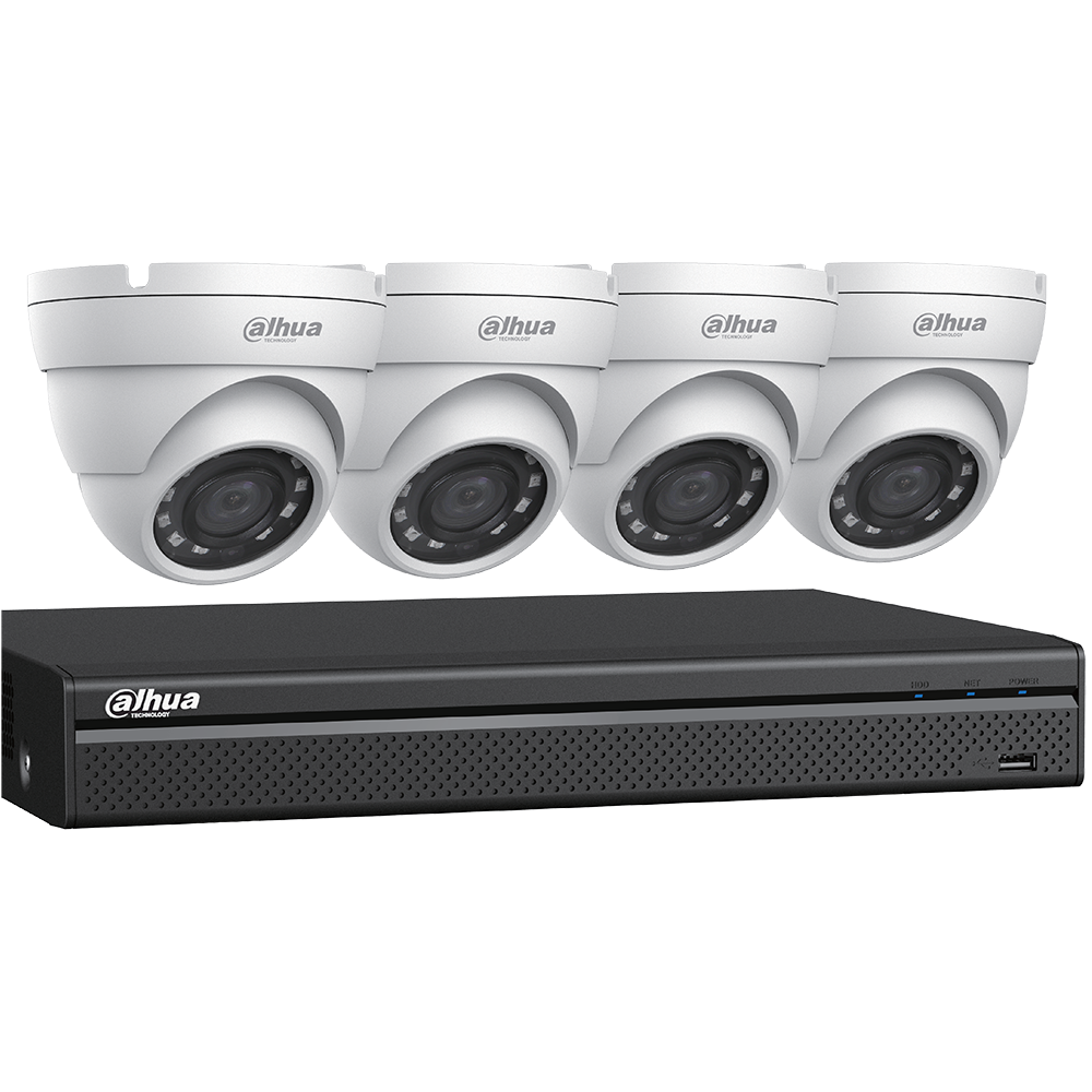 Kit DVR DAHUA 4 canaux HDCVI 5 MP, 4 canaux et 4 caméras tourelle 5 MP, intérieur/extérieur - HD 1 To