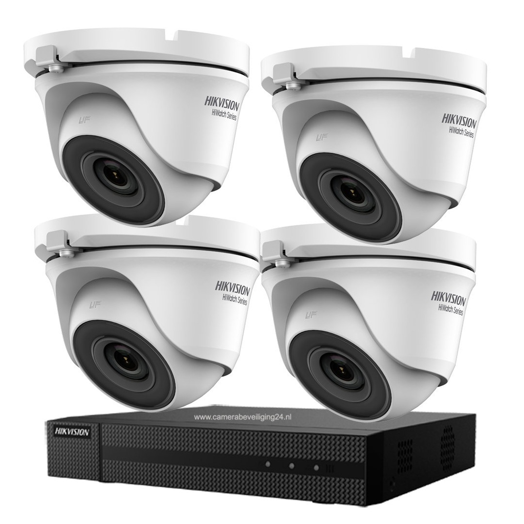 HIKVISION Turbo HD-TVI 2MP - Kit DVR 4 canaux - 4 caméras tourelle intérieure/extérieure 2MP IR 20M Vision nocturne - Disque dur 1 To