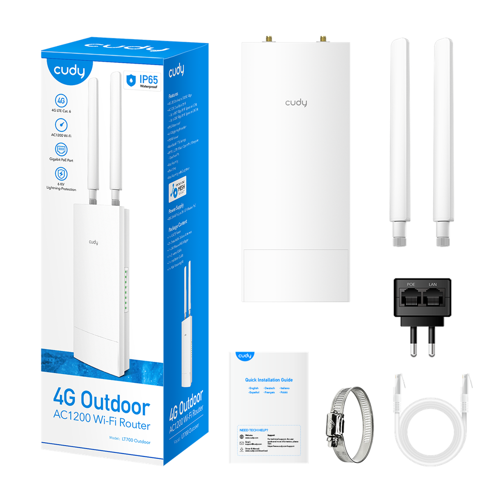 CUDY LT500-Outdoor Routeur Wi-Fi extérieur 4G LTE AC1200