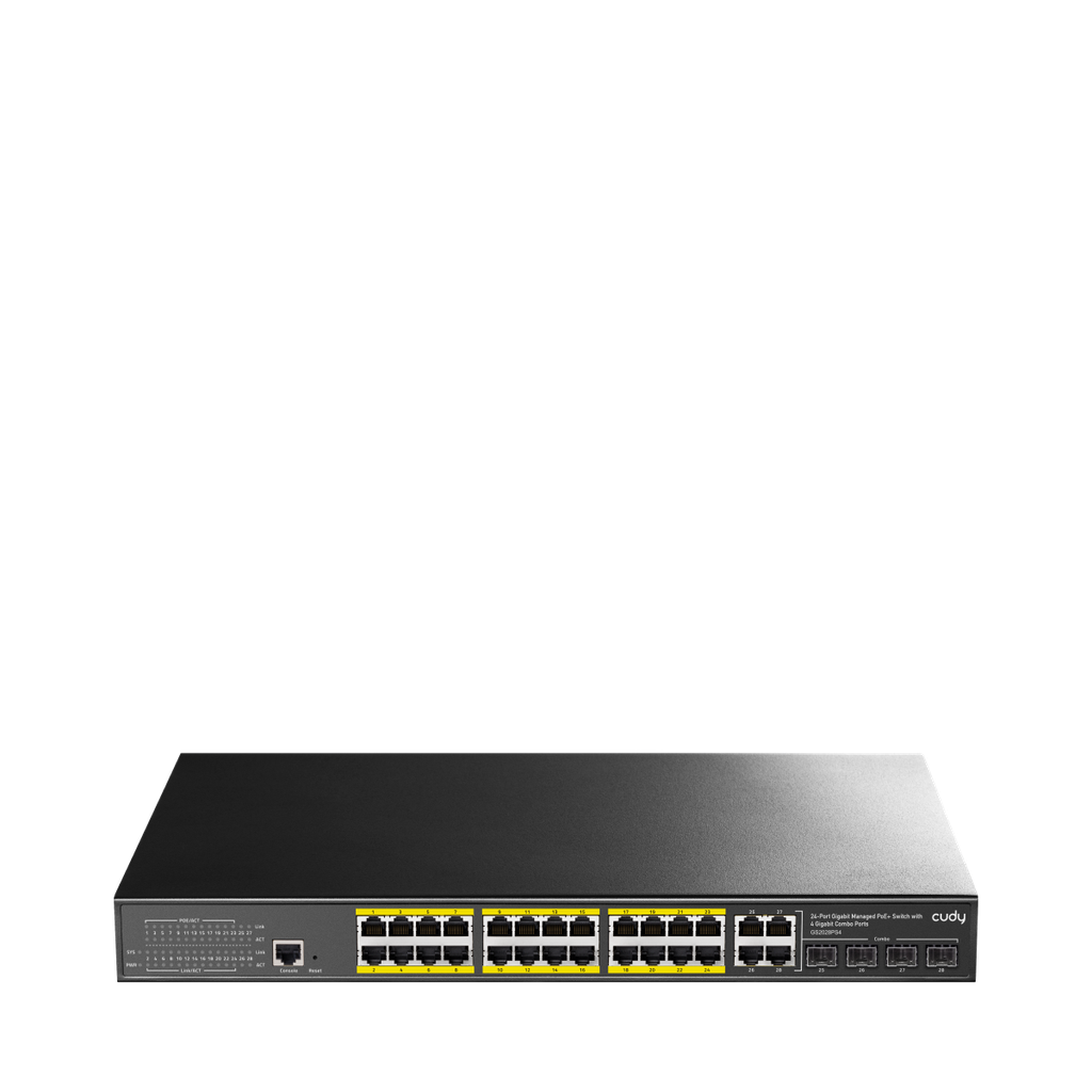  Cudy GS2028PS4-300W Gigabit Managed PoE+ 24-poorts switch met 4 Gigabit combopoorten 300W