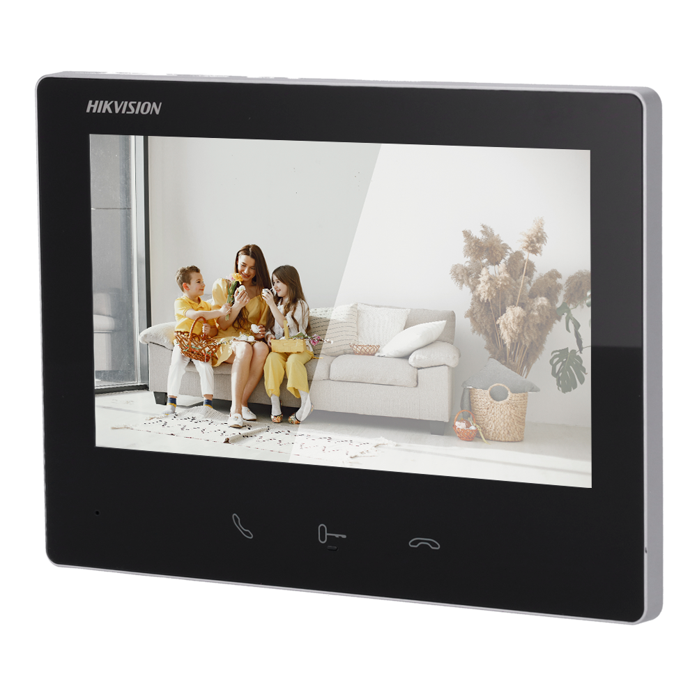 Hikvision DS-KH7300EY-WTE2(BK) Moniteur d'interphone vidéo 7&quot; TFT 2 fils HD, Wi-Fi, couleur noire