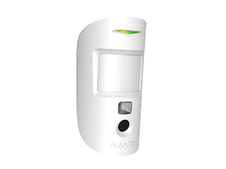 Ajax MotionCam, bewegingsmelder met fotocamera, wit. PIR-detectie tot 12 m, huisdierbestendig tot 20 kg, CR123A (x2), te gebruiken met Hub 2.