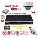 HIKVISION Camera Kit Smart Hybrid G2-serie 4x IP-cameradome 6MP - NVR 4x-kanaals POE Acusense - harde schijf 2 TB