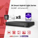 HIKVISION Set 3K Double Éclairage - 8x Caméra Canon 3K (6MP) Double Éclairage Audio Intérieur/Extérieur - DVR 8 Canaux - Disque Dur 2 To 