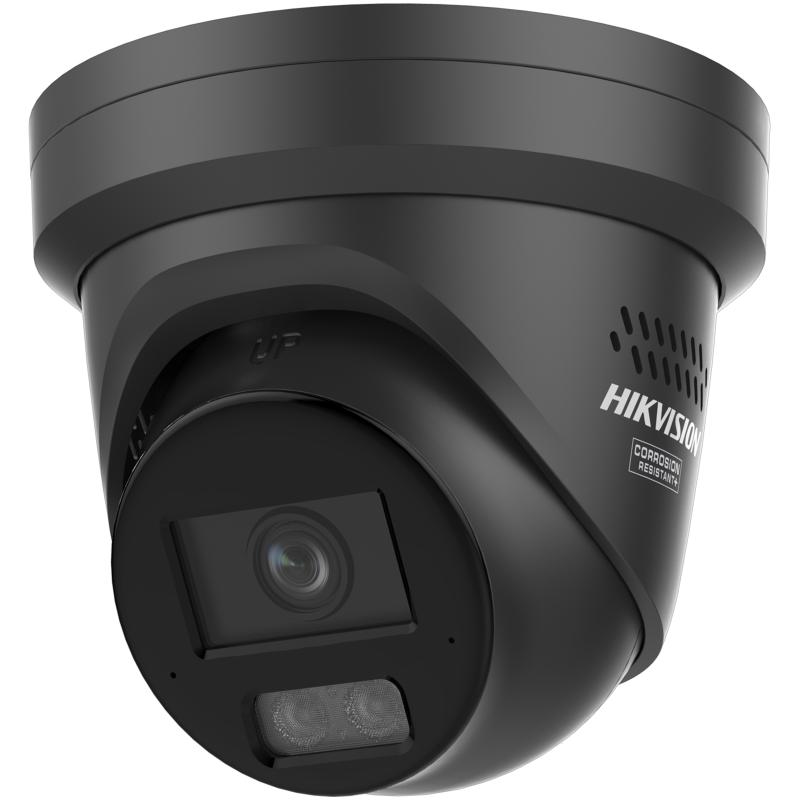 Hikvision DS-2CD2387G3-LIS2UY/SL(2.8mm) 8MP Smart Hybrid Light with ColorVu WDR Turret Netwerk Camera Black with fix lens, IR and white light, IP67, 2.8 mm, built in dual microphone,NEMA 4X, AI-ISP, audio I/O, alarm I/O, strobe light and audio-alarm