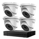 Kit Hikvision 4 MP HDTVI Full HD DVR 4 canaux H.265 + 4 caméras tourelle 4 MP 2,8 mm IR20 m - Disque dur 1 To préinstallé