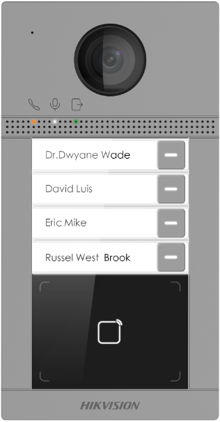  Hikvision DS-KV8413-WME1(C) deurstation Surface Aluminium 4 x Knop, PoE/12 VDC, Mifare kaart WIFI - 2 relais