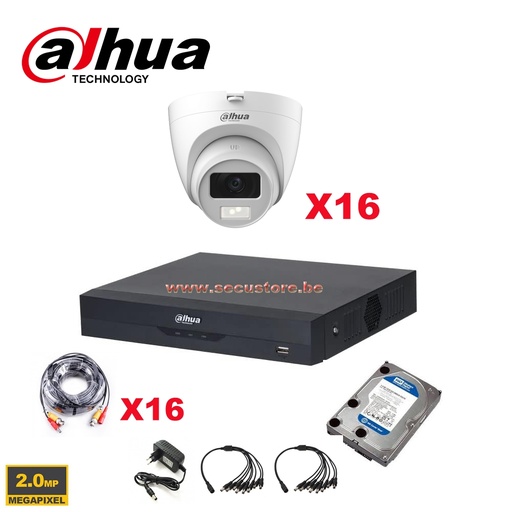 [CVI2MPKIT-16T] DAHUA KIT 16CH CCTV HDCVI 2MP DVR 16CH &amp; 16X Binnen-/Buitencamera 2MP - HD 2TB