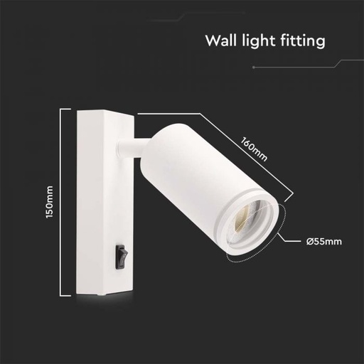 [10295] Interrupteur mural pour spot GU10 VT-429, corps blanc