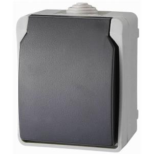 [ELMX-38260] ELIX Prize bipolaire + Terre - 230V~ 16A - Baby Safe - IP44 - Grijs - Schijnbaar