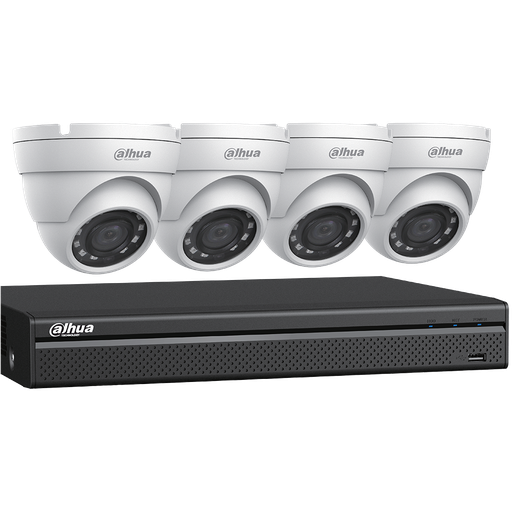 [CVI5MPKIT-4T1] Kit DVR DAHUA 4 canaux HDCVI 5 MP, 4 canaux et 4 caméras tourelle 5 MP, intérieur/extérieur - HD 1 To
