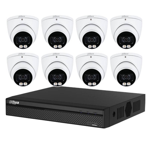 DAHUA 8CH KIT HDCVI 5MP DVR 8CH &amp; 8X Camera Turret 5MP Full Night Color Indoor/Outdoor - HD 2TB