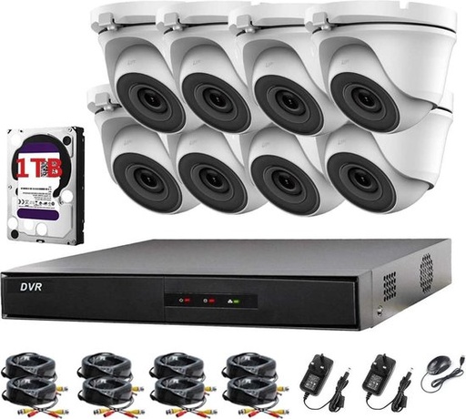 [TVIKIT2MP-8T] HIKVISION Ensemble DVR Turbo-HD 2MP-1080p 8 canaux - 8 caméras tourelle 2MP intérieur/extérieur 1 To HDD - P2P VUE À DISTANCE