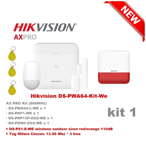 [PWA64-KIT01] Kit d'alarme sans fil Hikvision DS-PWA64-Kit-WE1