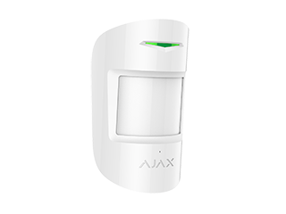 [38097.06.WH1] Ajax CombiProtect-W - Draadloze gecombineerde bewegings- en glasbreukmelder. Wit, PIR-sensor tot 12 m x 88,5°. Huisdierbestendig tot 20 kg. + Akoestisch glasbreuk tot 9 m x 180°. Batterij CR123A.