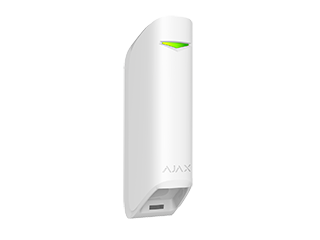 [38195.36.WH1] Ajax MotionProtect Curtain, narrow beam indoor motion detector, white. 2x PIR detection up to 15m. Installation height: 2,4m, Battery: CR123A.
