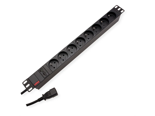 [19.07.1626] ROLINE PDU voor kast, 8x stopcontact, 45°, 16A, FR/BE, zwart, IEC320 C14 M 2 m